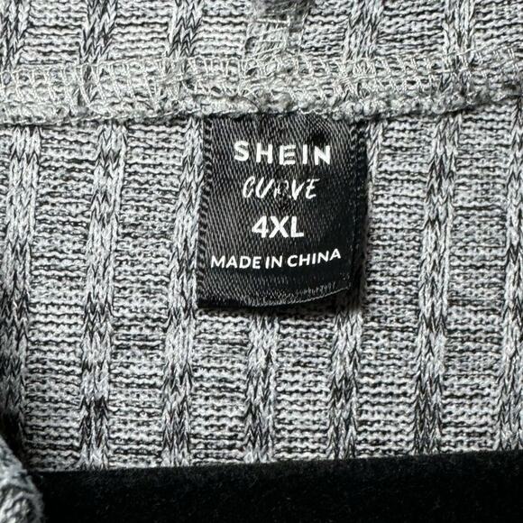 SHEIN Curve Gray Hooded Waffle Knit Pullover Sweater Plus 4X Cozy Casual - Picture 2 of 6